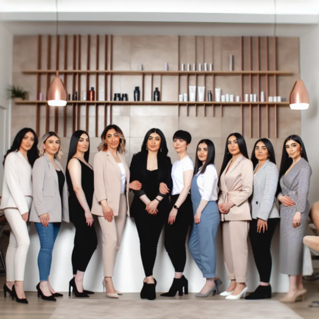 A Skinstylehall szakértő csapata a szalon pasztell enteriőrjében