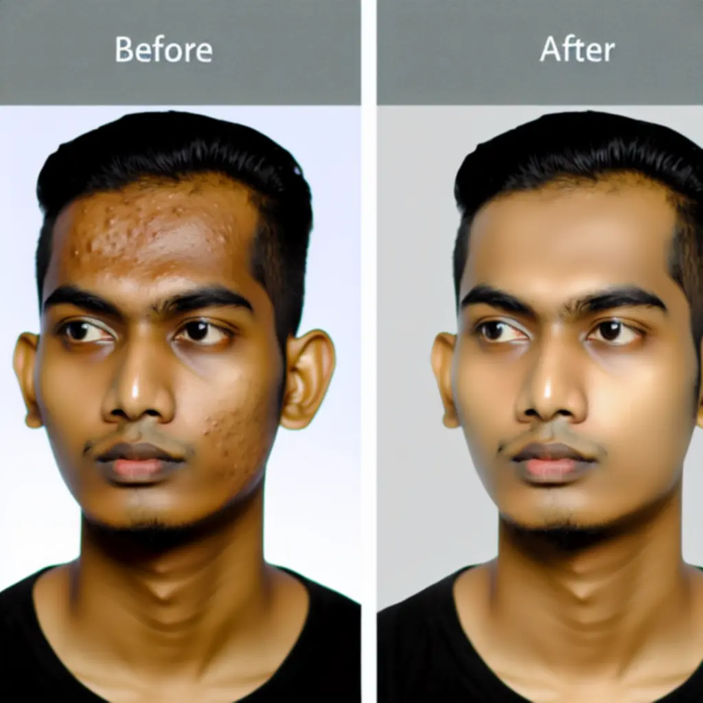 Előtte–utána fotópár egy vendég bőréről, látványos textúra- és tónusjavulással.