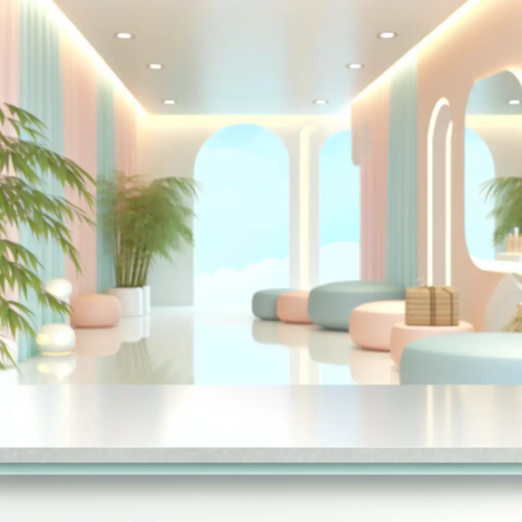Letisztult, pasztell hangulatú interior a Skinstylehall szalonban