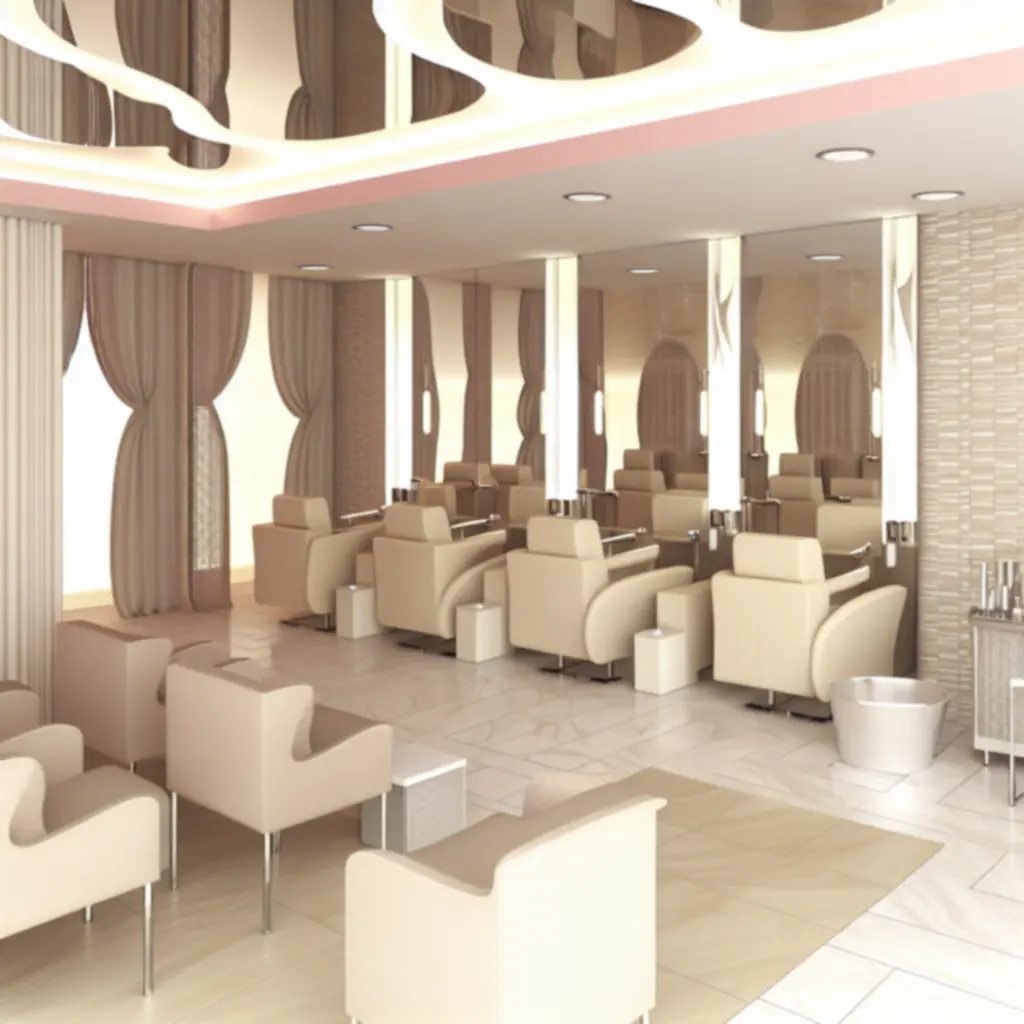 Világos, letisztult és higiénikus Skinstylehall szalonbelső pasztell színekkel.